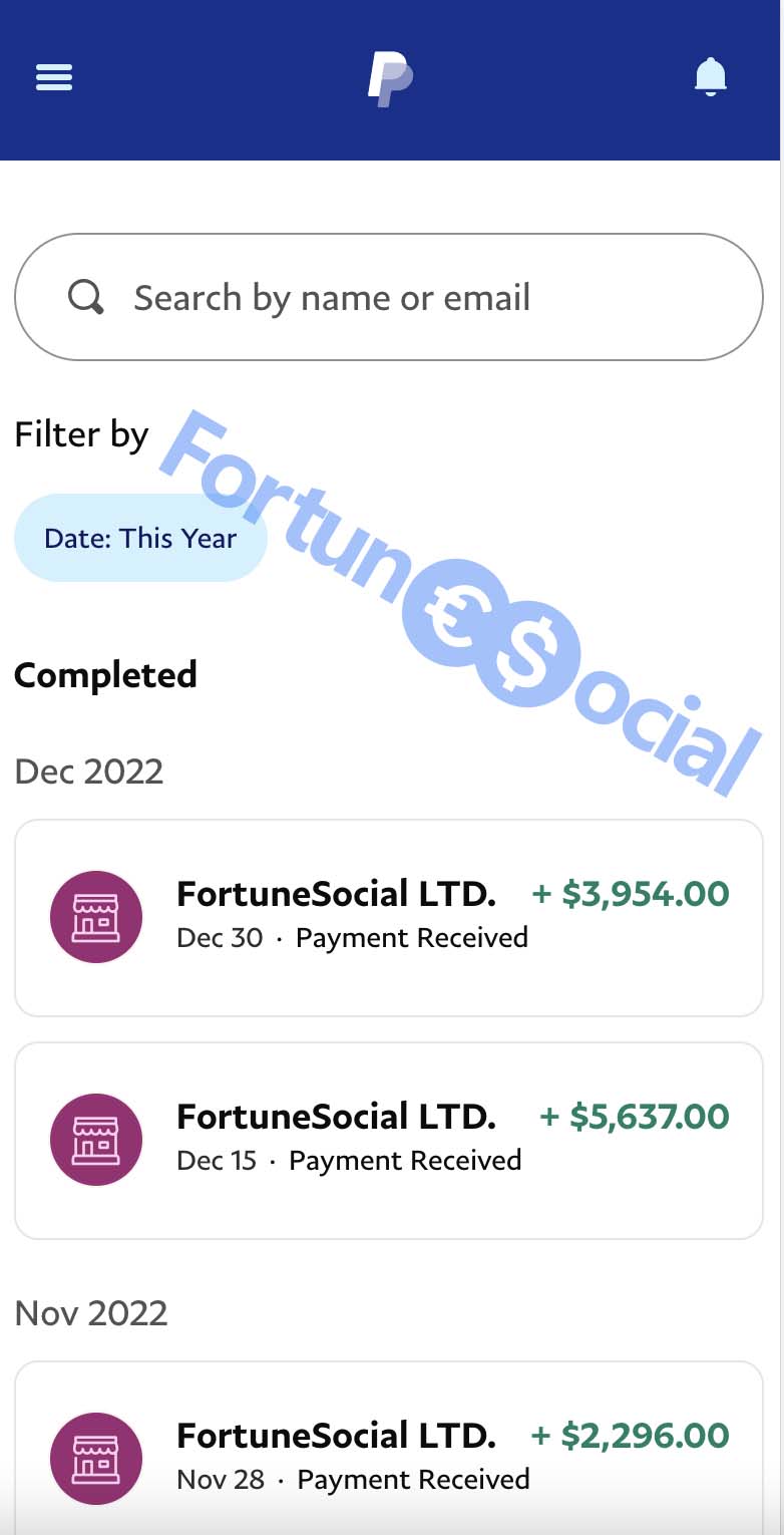 FortuneSocial payment proof