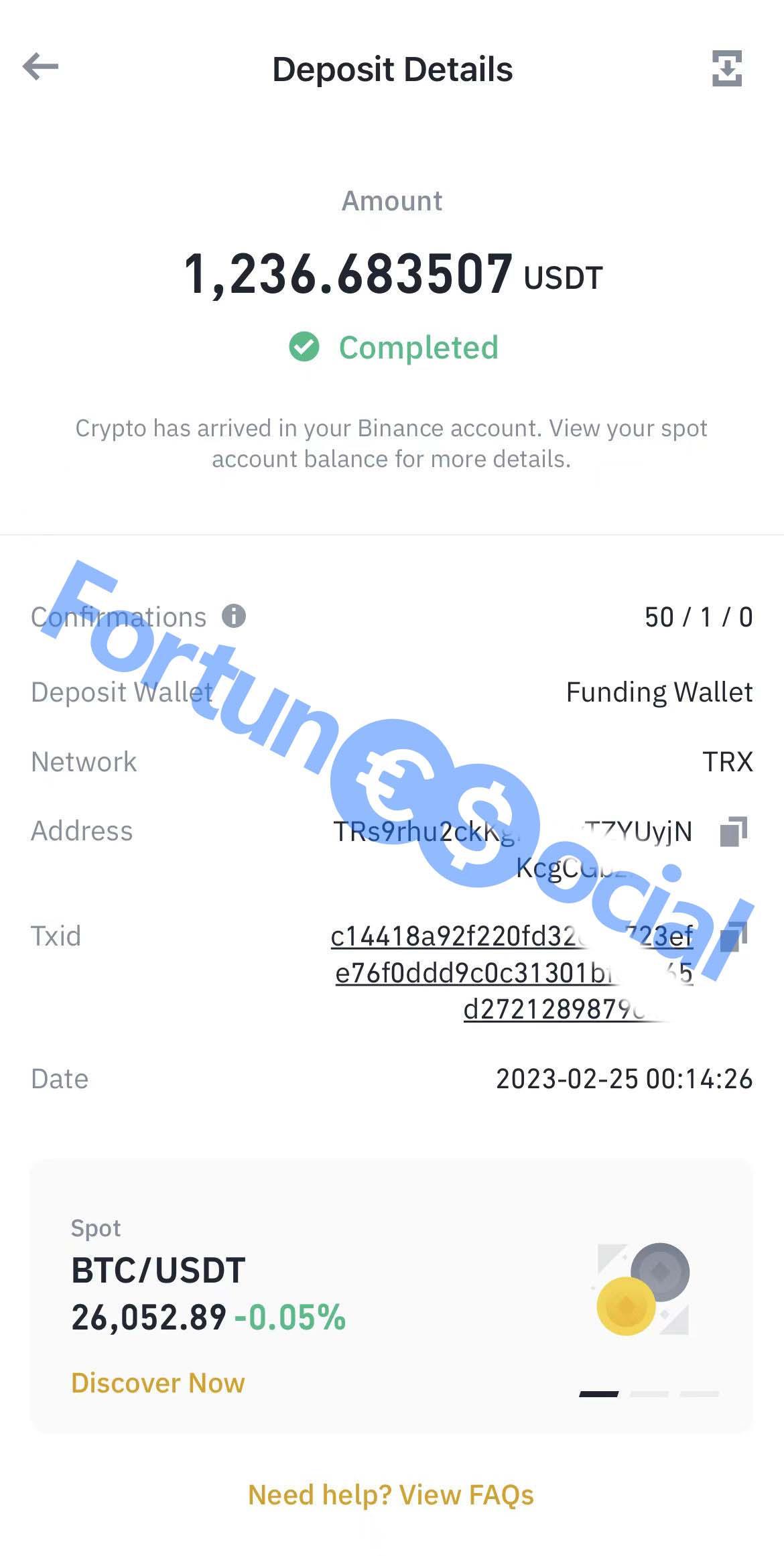 FortuneSocial payment proof
